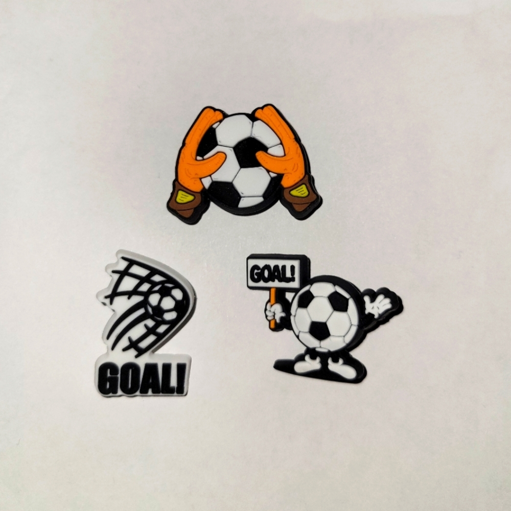 3 Assorted Soccer Jibbitz Charms